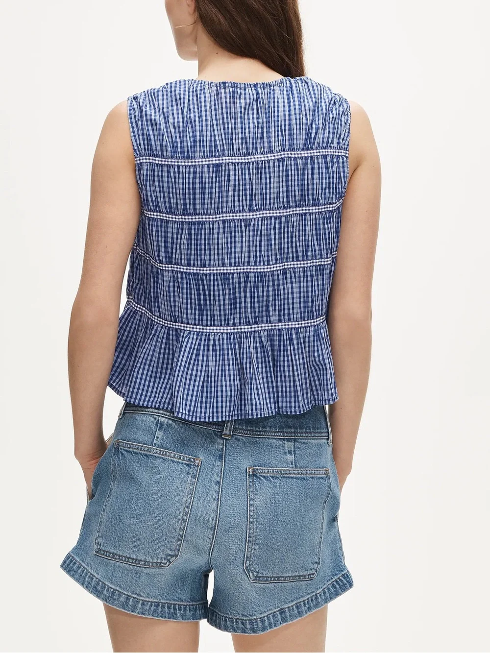 J Crew Tie-front top in gingham